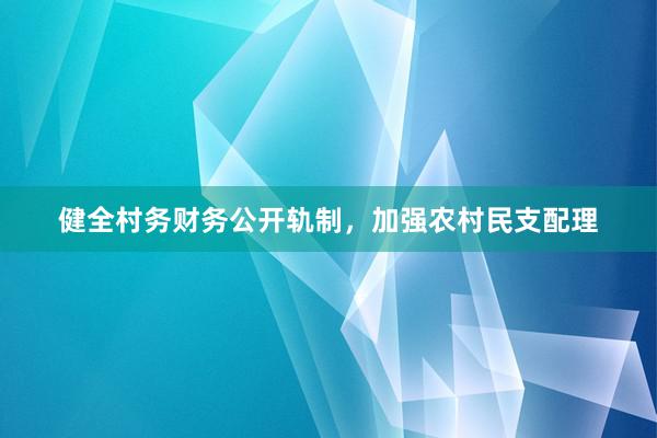 健全村务财务公开轨制，加强农村民支配理