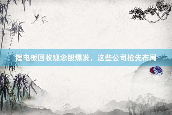 锂电板回收观念股爆发，这些公司抢先布局